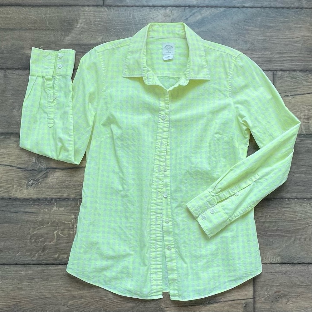 J. Crew•Neon Yellow/Green Checkered Shirt